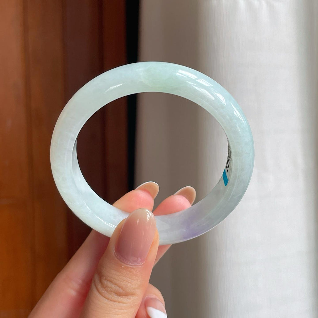 糯冰带紫翡翠平安镯（52mm)（yc374212）