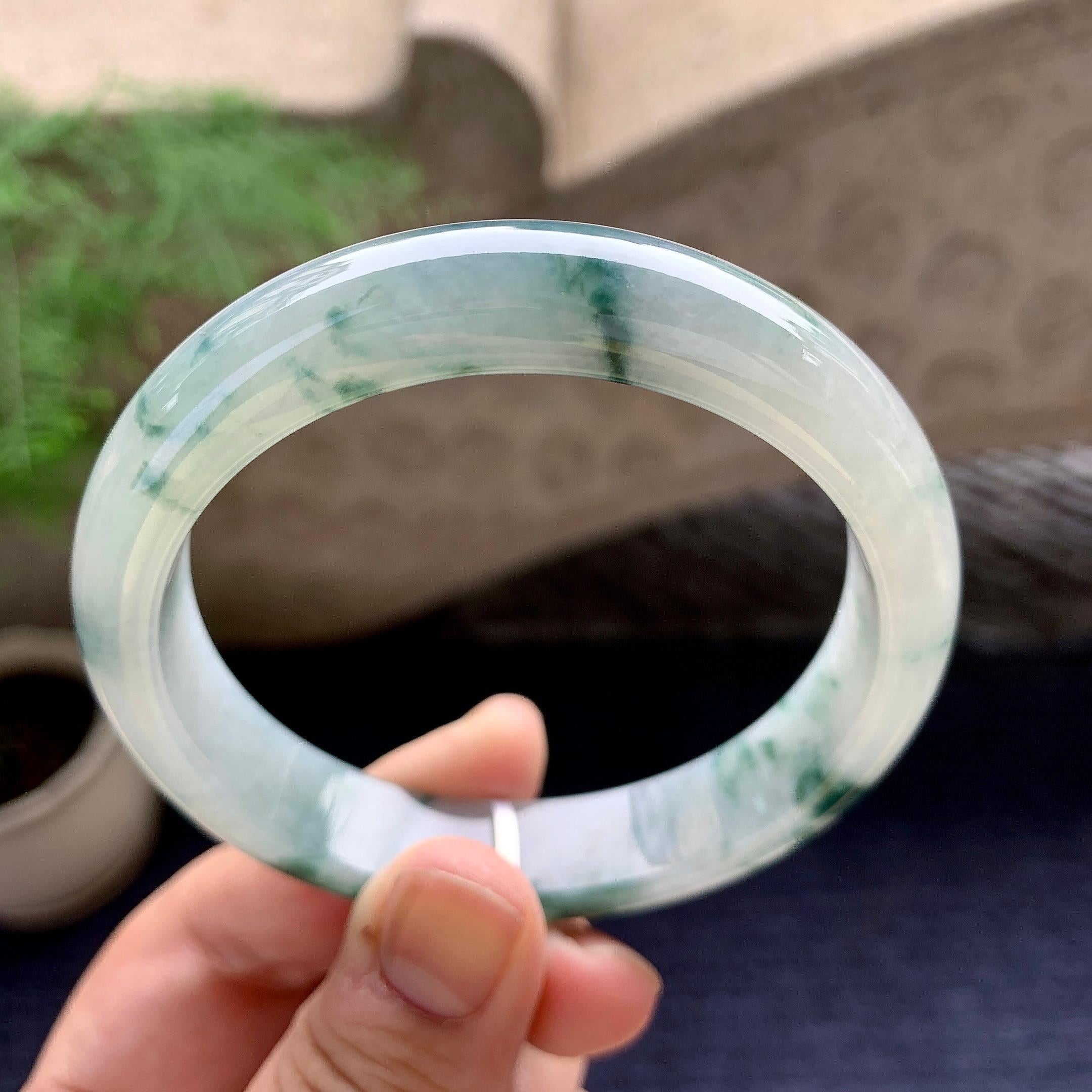 细糯种飘花平安镯（58.2mm）（yc198253）