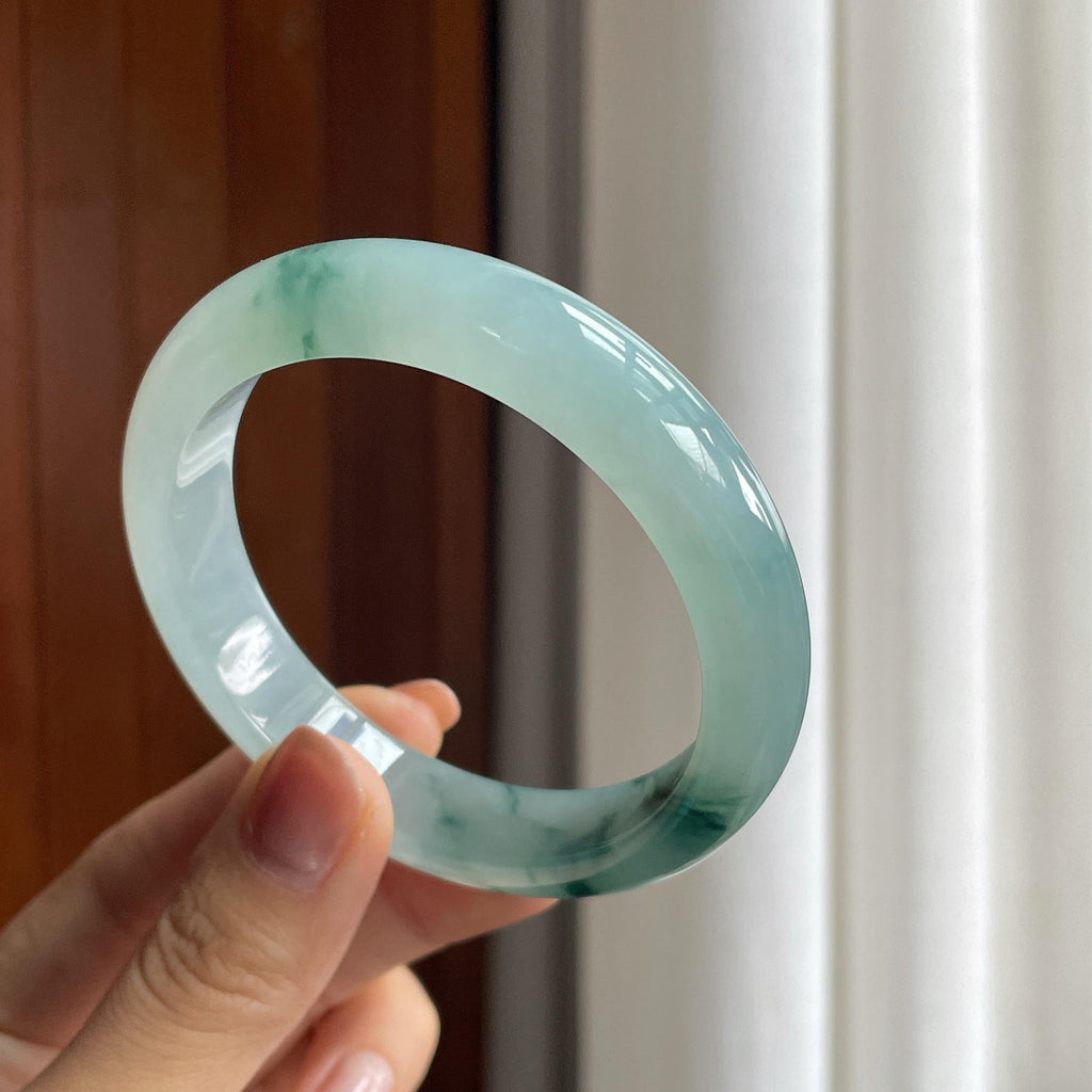 冰种飘花翡翠平安镯（57.5mm）（yc286489）