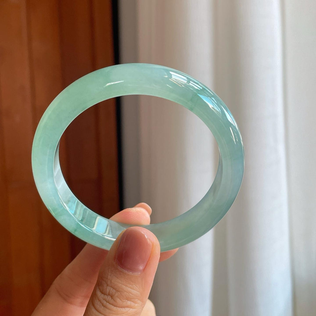 冰种蓝底飘花翡翠平安镯（57.7mm）（yc278701）