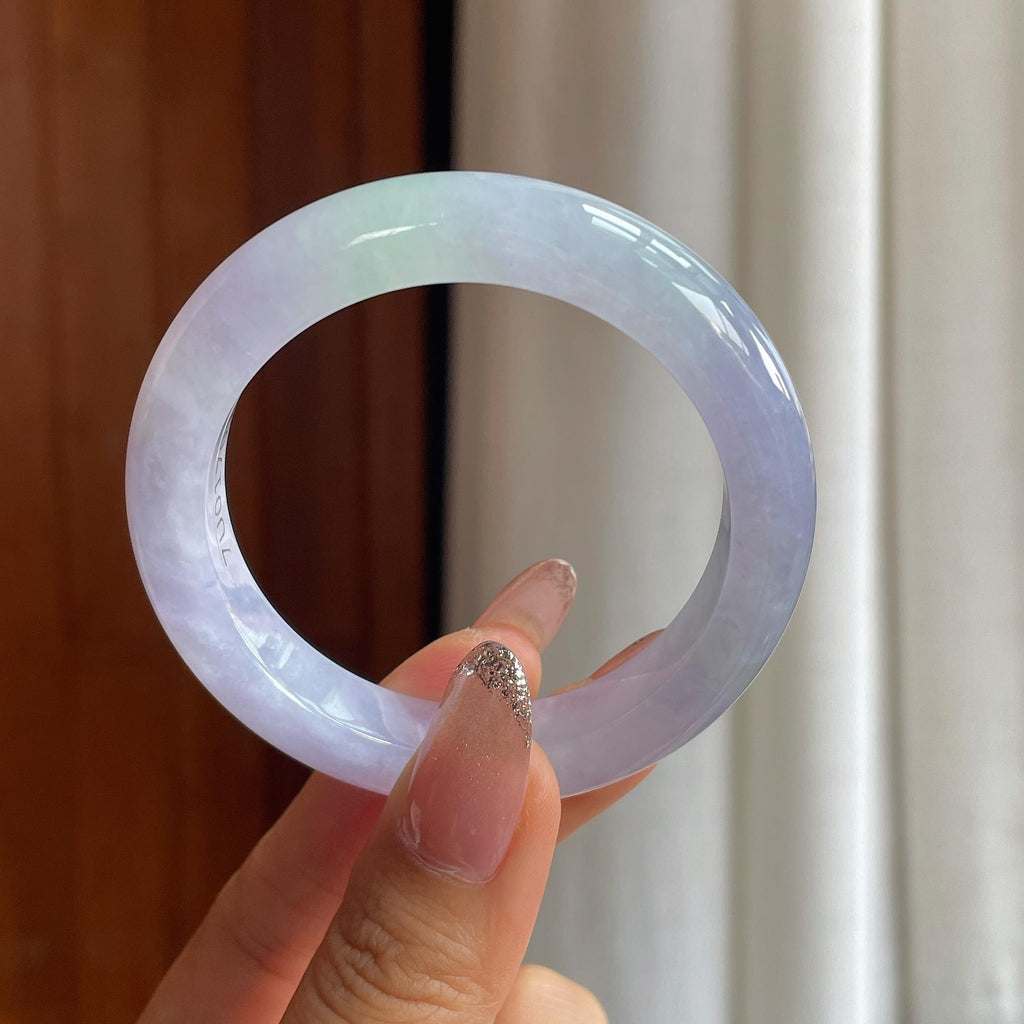糯冰春彩翡翠平安镯（50.6mm）（yc354238）