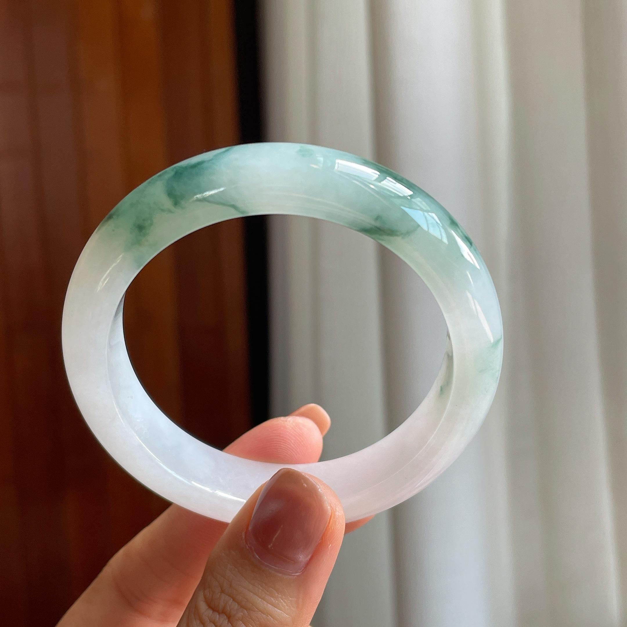糯冰飘花翡翠平安镯（53.7mm）（yc285993）