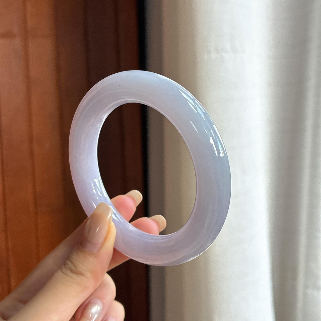 胖圆条 糯冰紫罗兰圆条手镯 55圈 天然缅甸A货翡翠（yc455850）