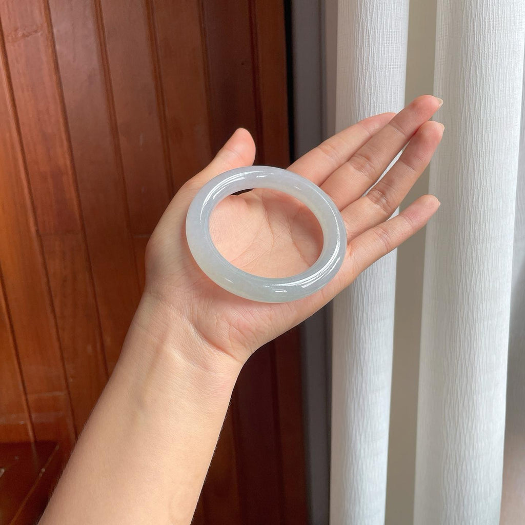 冰种带底色翡翠圆条手镯（53mm）（yc407550）