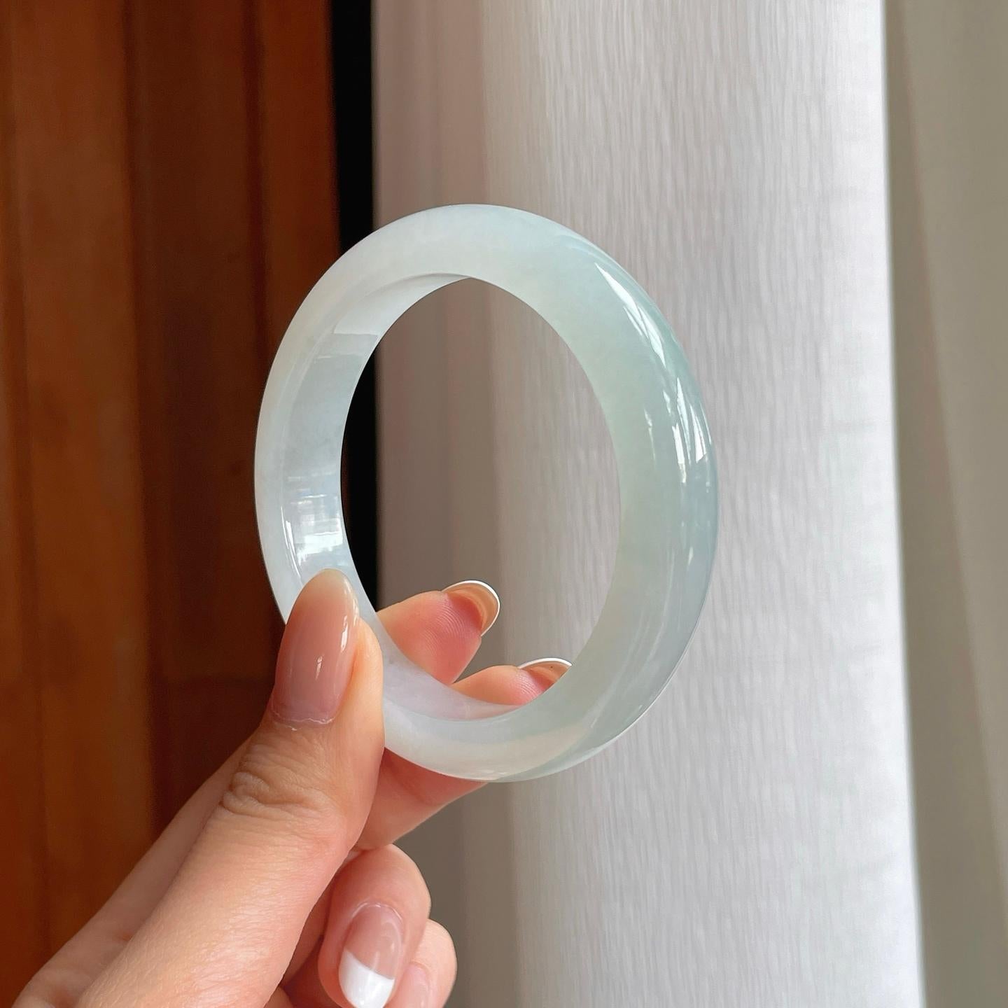 糯冰白月光翡翠平安镯（54mm)（yc374247）