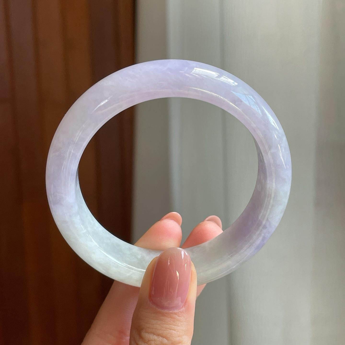 糯冰淡春底带色平安镯（54.7mm)（yc320783）