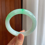 糯冰带色翡翠平安镯（56.5mm）（yc284618）