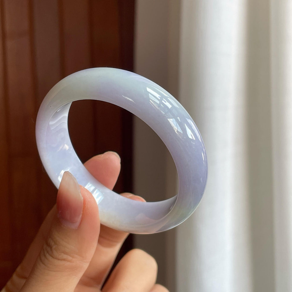 糯冰种紫罗兰翡翠平安镯（51mm）（yc314122）
