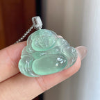 18k金扣冰种晴绿底翡翠佛公（yc241868）