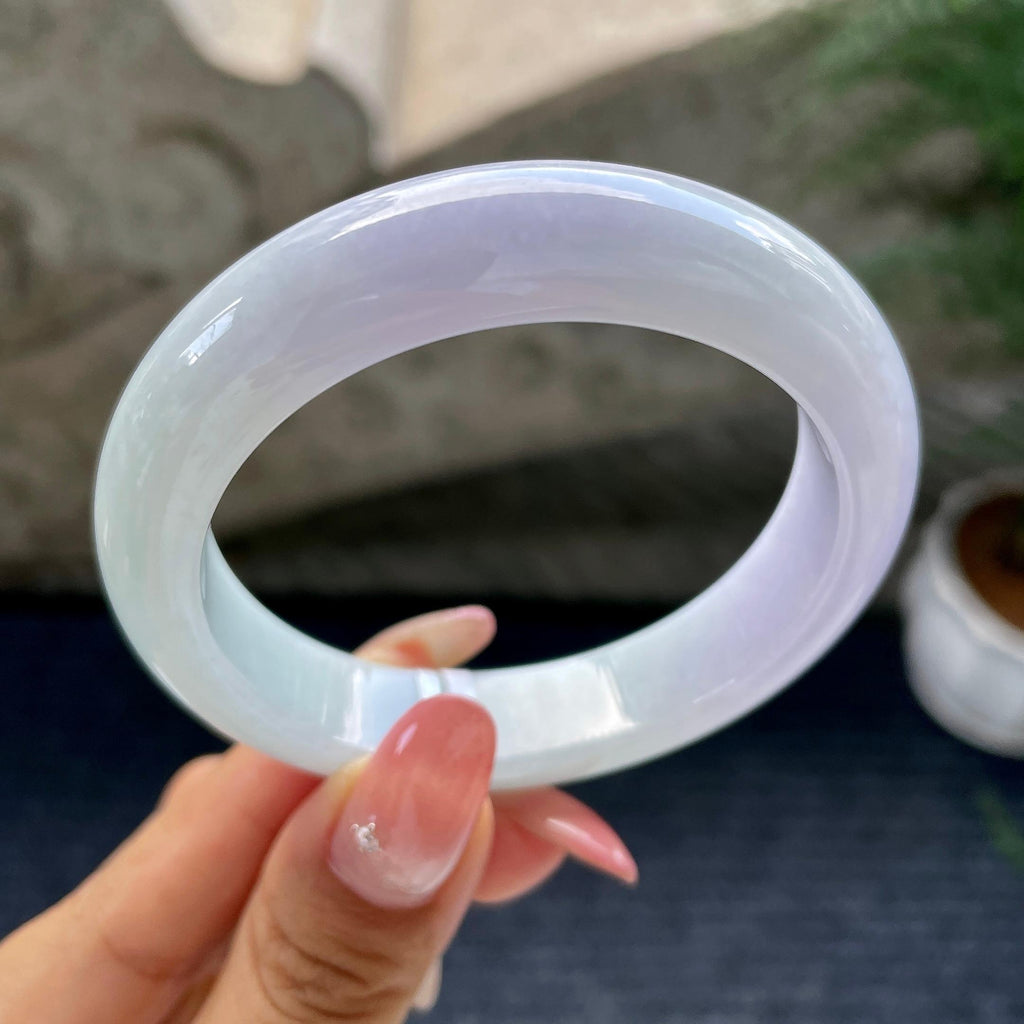细糯种淡春彩正圈平安镯55.2圈        天然缅甸A货翡翠（yc444707）