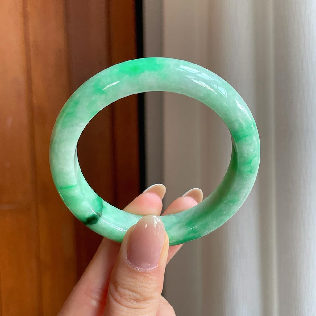 糯种带色翡翠平安镯（52.7mm）（yc374052）