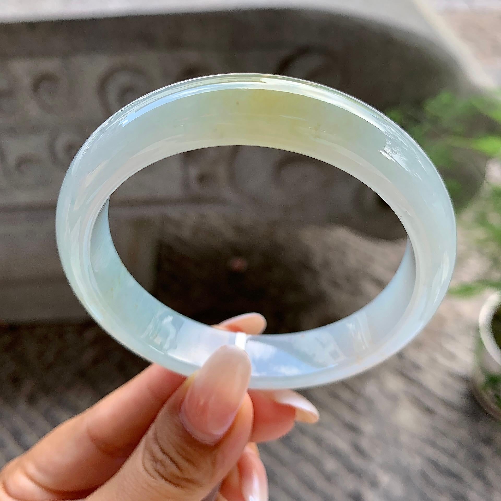 糯冰种黄翡洒金平安镯（60.1mm）（yc202394）