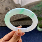 糯冰种飘绿圆条手镯（54.4mm）（yc248092）