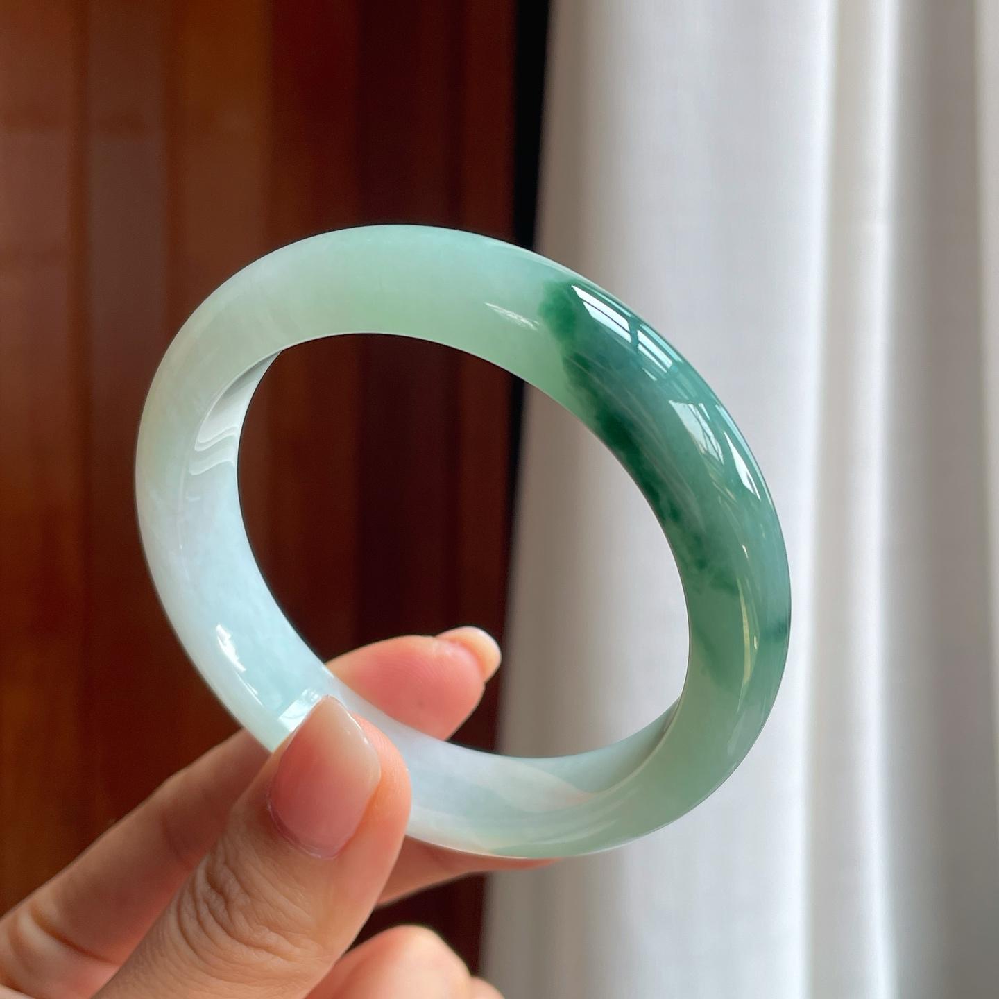 糯冰飘花翡翠平安镯（57.8mm）（yc397218）