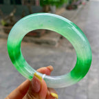 胖圆条     冰种飘阳绿圆条手镯57圈      天然缅甸A货翡翠（yc378729）