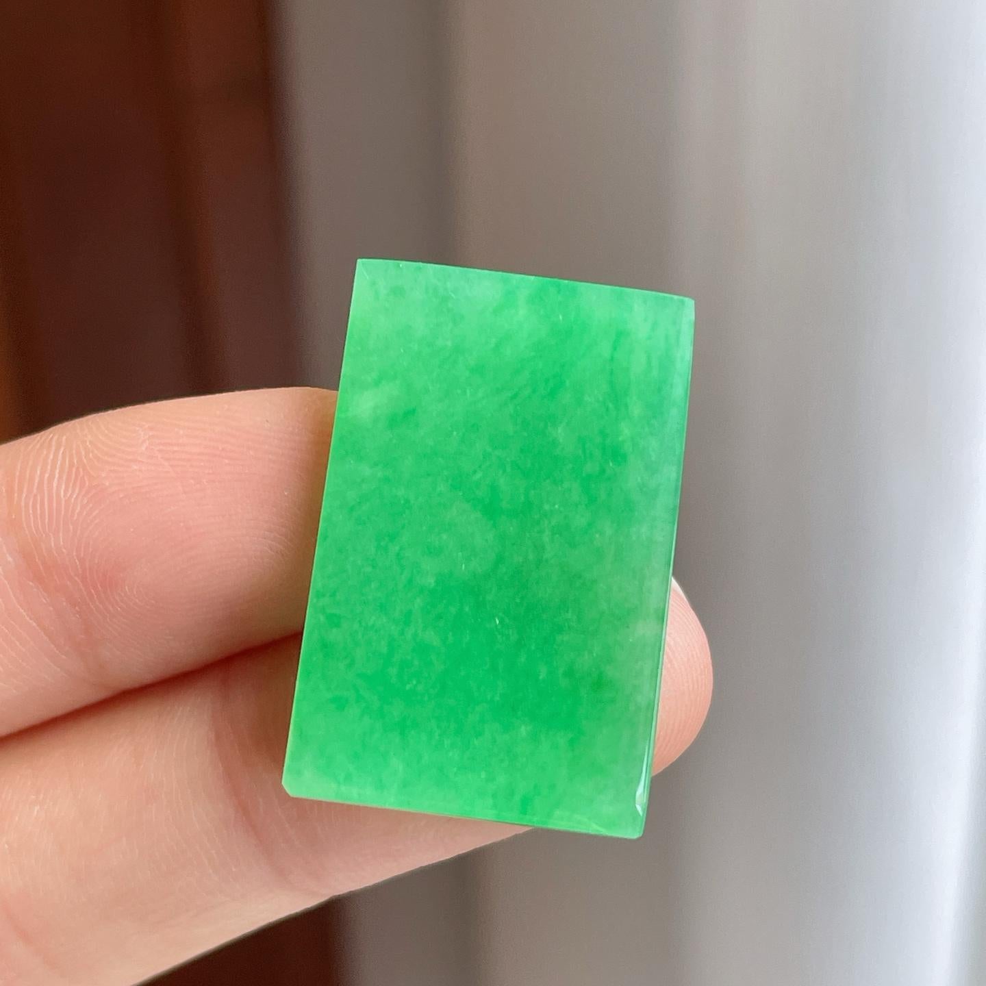 糯冰满绿翡翠无事牌（yc257253）