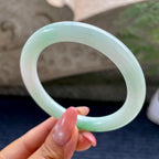 细糯种飘翠绿圆条手镯55.3圈          天然缅甸A货翡翠（yc433761）