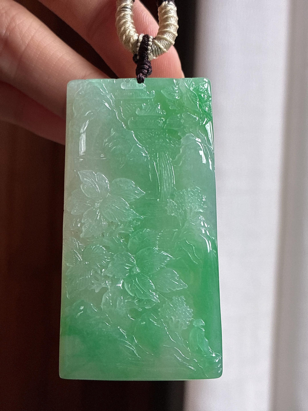 糯冰带色山水牌 天然缅甸A货翡翠（yc465132）