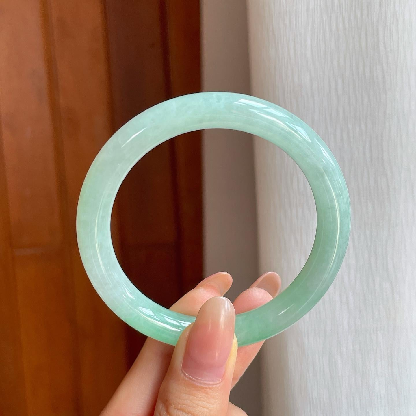 糯冰晴水翡翠圆条手镯（53mm)（yc370371）