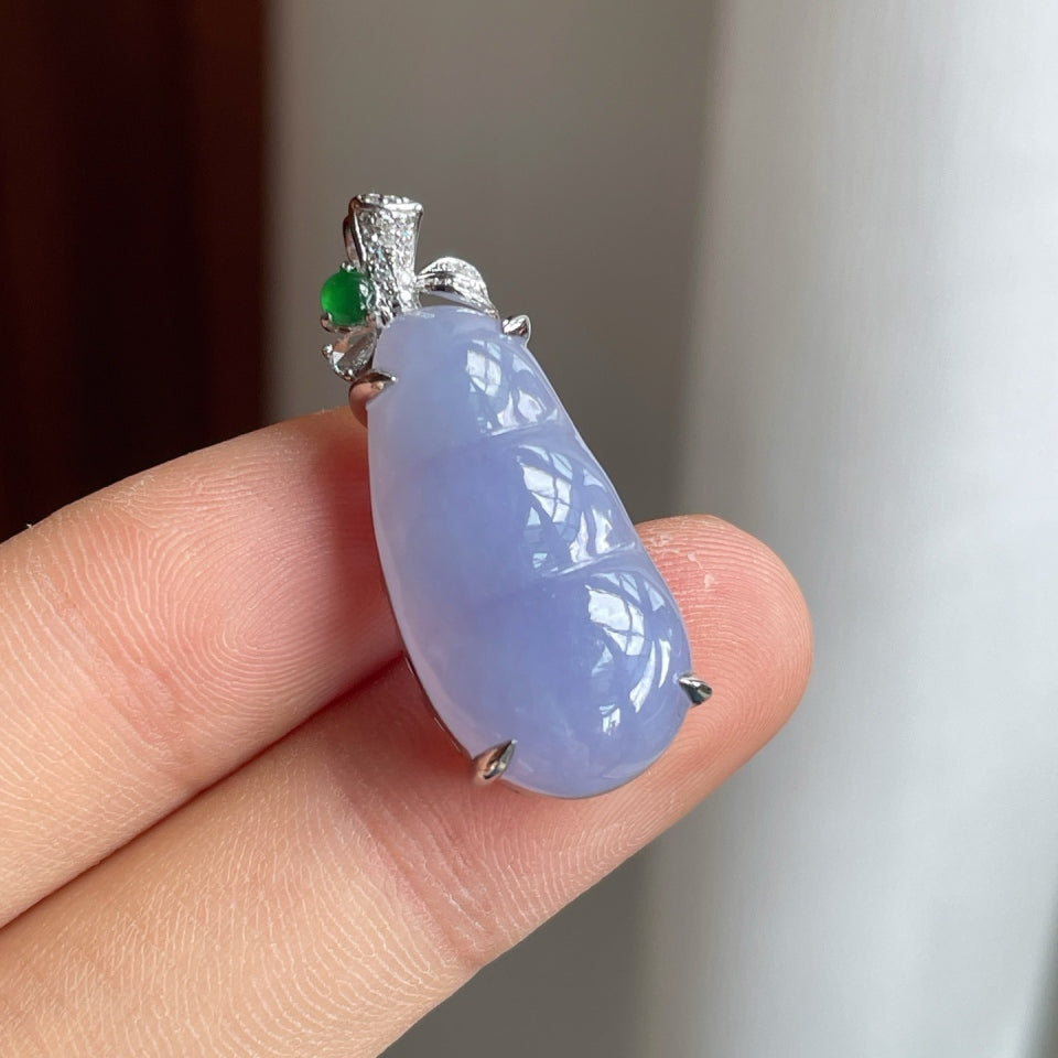 18k金钻镶糯冰紫罗兰翡翠豆子（yc175322）