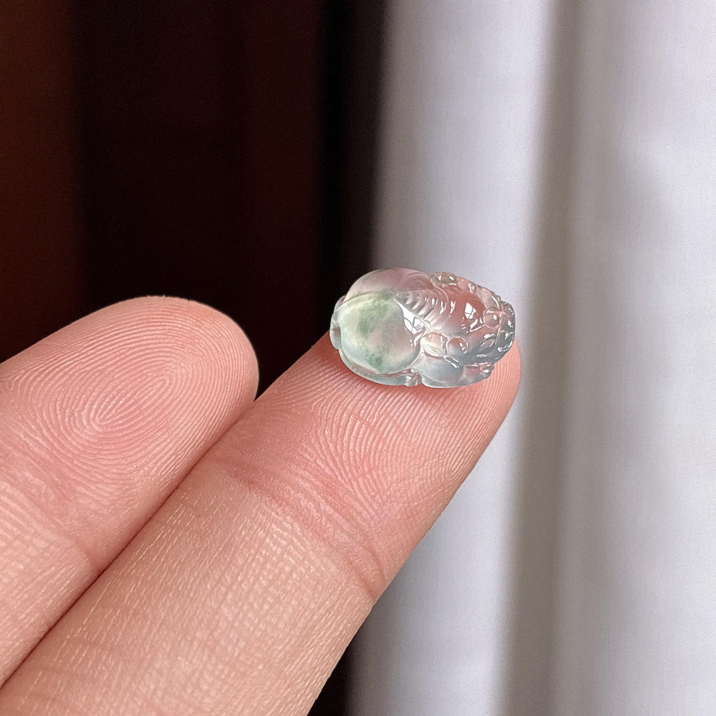 冰玻种飘花貔貅裸件 天然缅甸A货翡翠（yc481873）