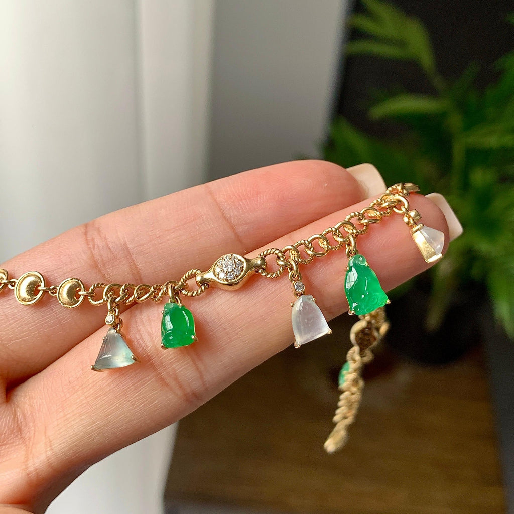 18k金冰种多彩莲蓬手链（yc229234）