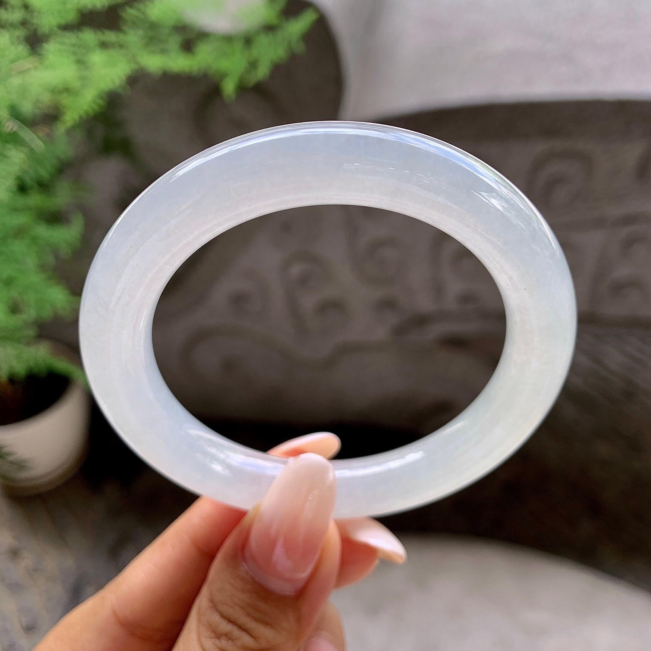 糯冰种无色圆条手镯（54.4mm）（yc203701）