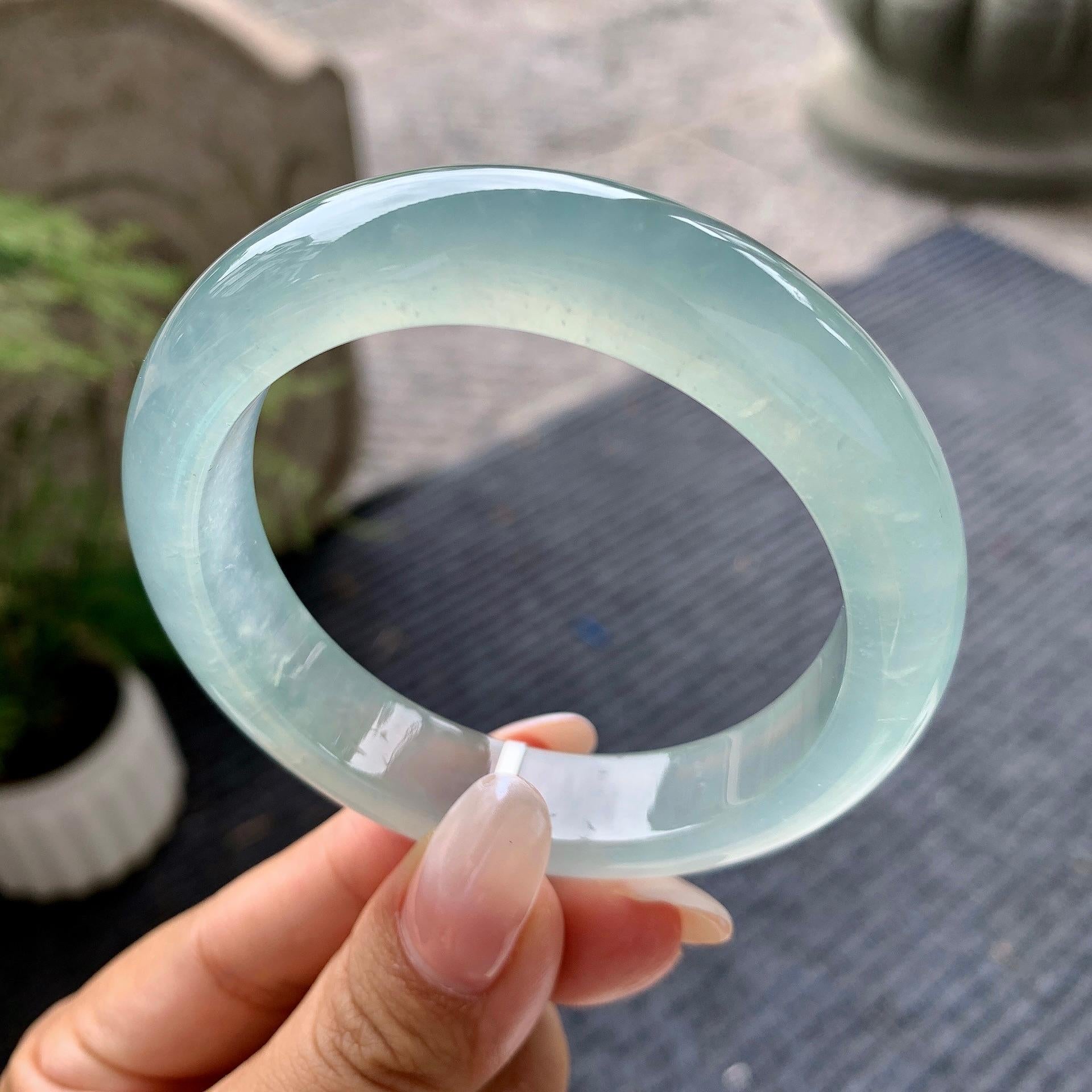 糯冰种带底色平安镯（54.8mm）（yc196489）