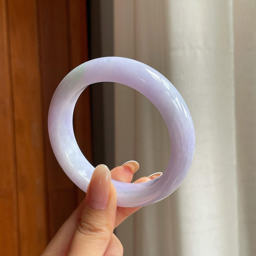 糯冰淡春底翡翠平安镯（57.3mm)（yc417337）