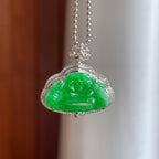 18k金钻镶糯冰满绿翡翠佛公（yc269036）