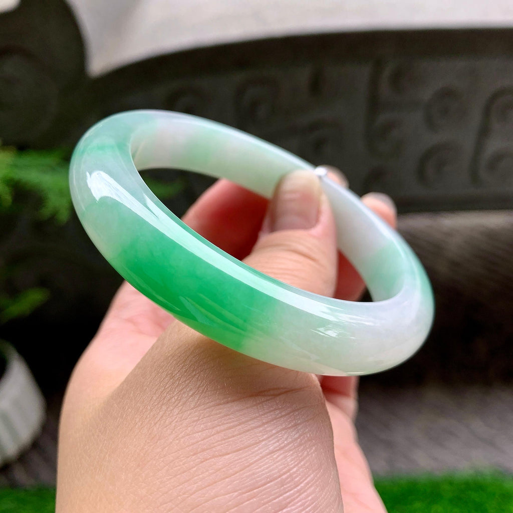 细糯种白底青平安镯（58.2mm）（yc254098）