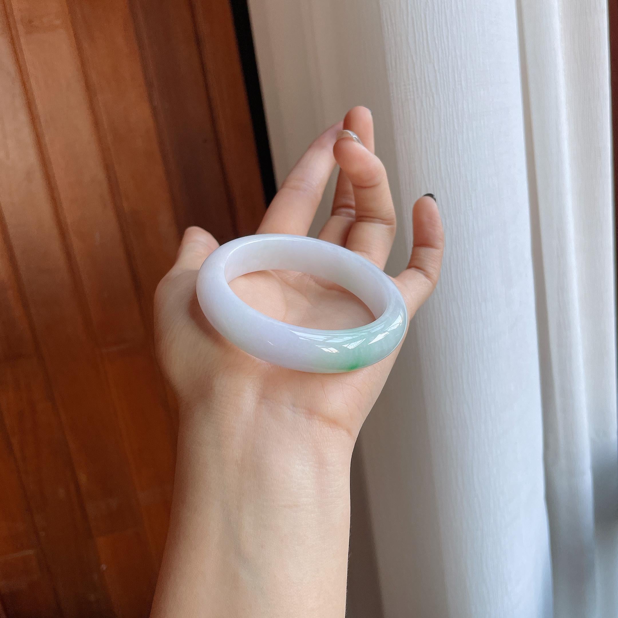 糯冰带色翡翠平安镯（53mm）（yc288460）