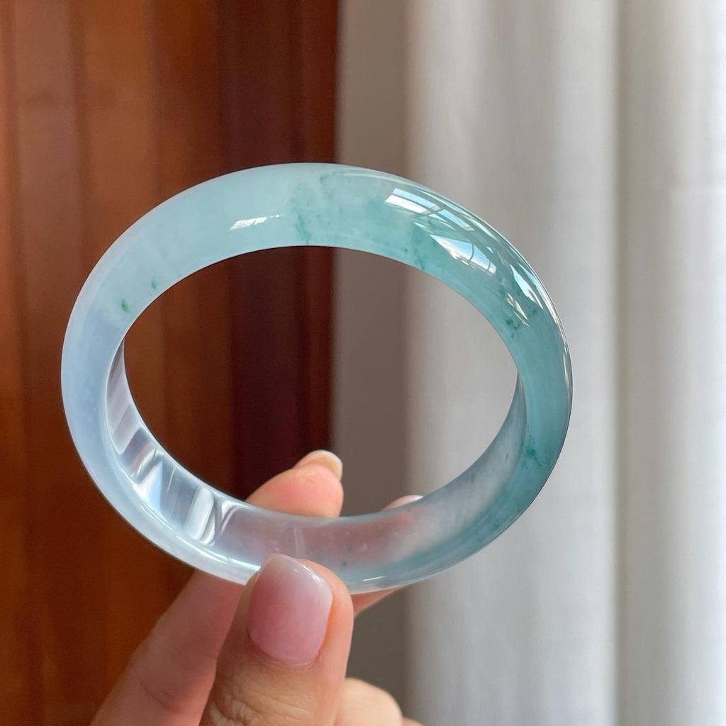 冰种飘花翡翠平安镯（57.4mm)（yc386448）