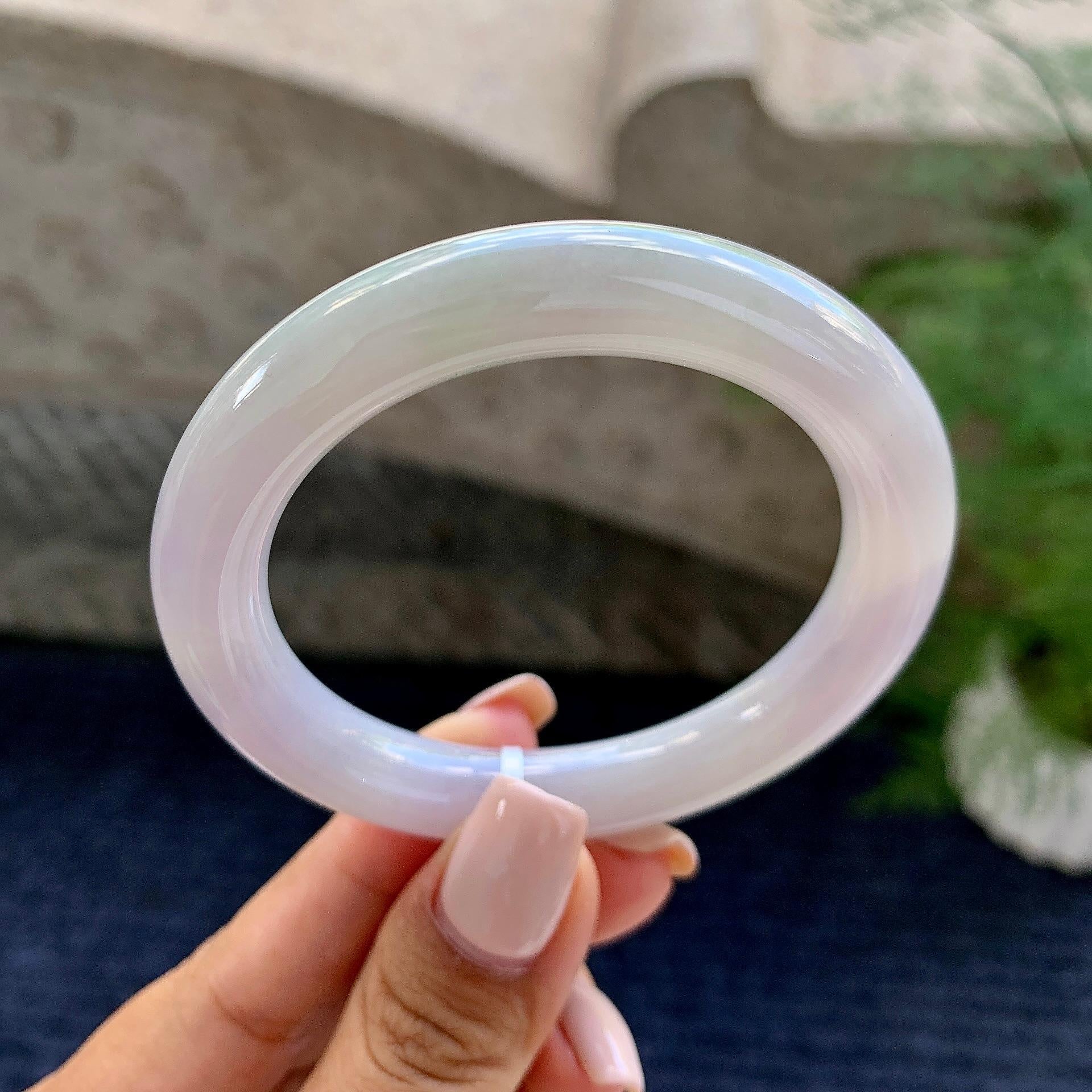 细糯种淡紫罗兰圆条手镯（51.6mm）（yc228035）