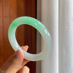 糯冰带色翡翠圆条手镯（58mm）（yc402769）