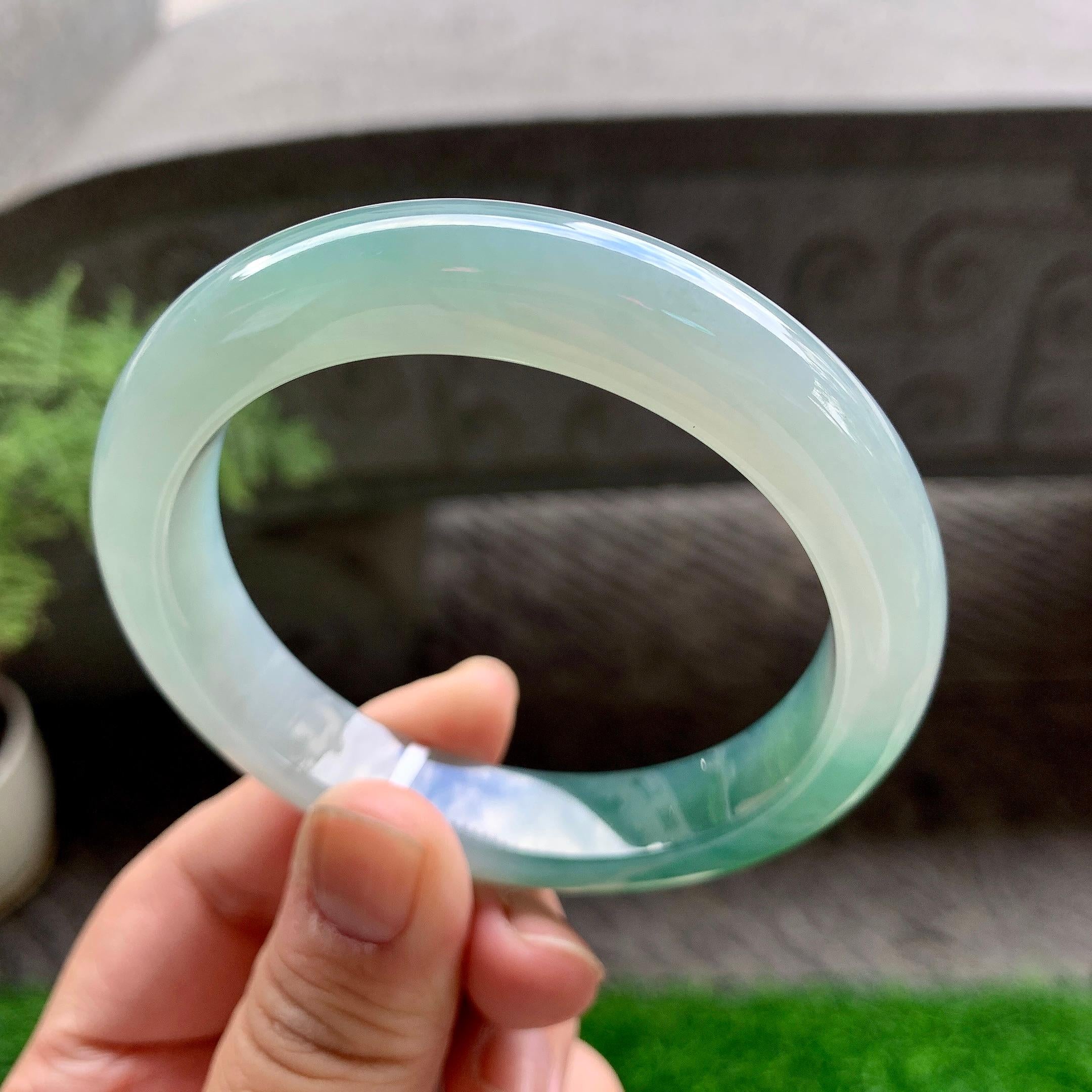 糯冰种飘花平安镯（58.2mm）（yc231097）