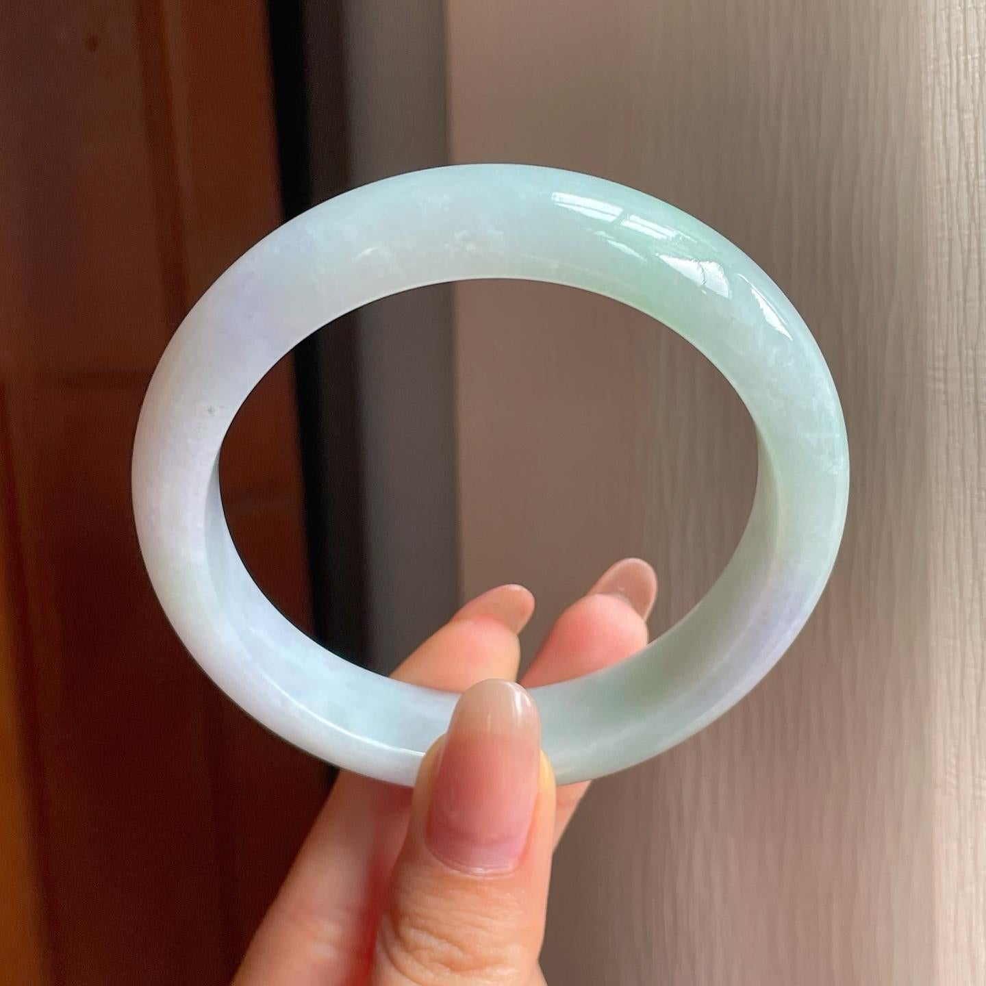 糯冰淡春彩翡翠平安镯（57.8mm）（yc358338）
