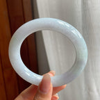 糯冰种淡紫底翡翠圆条手镯（55mm）