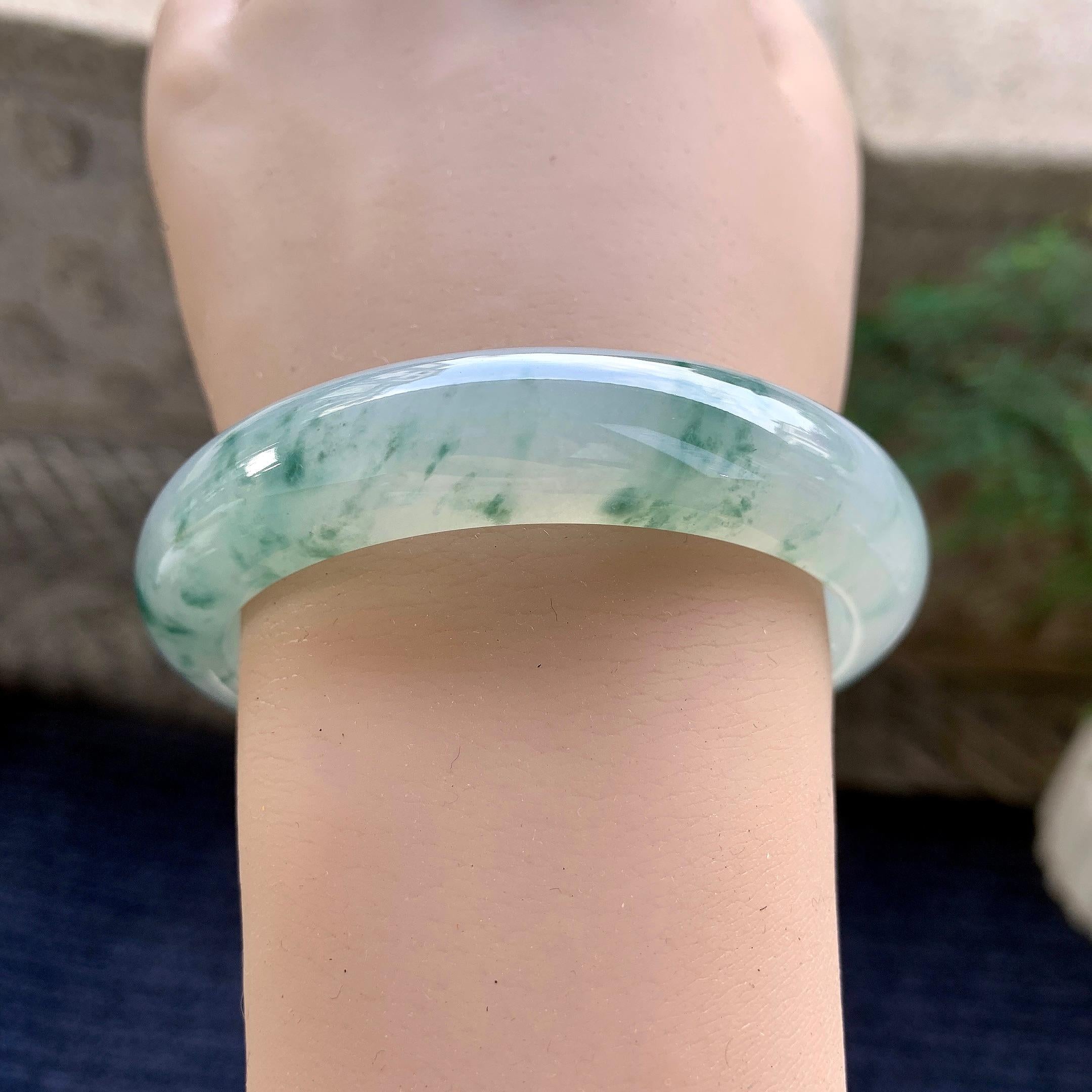 糯冰种飘花平安镯（55mm）（yc264529）