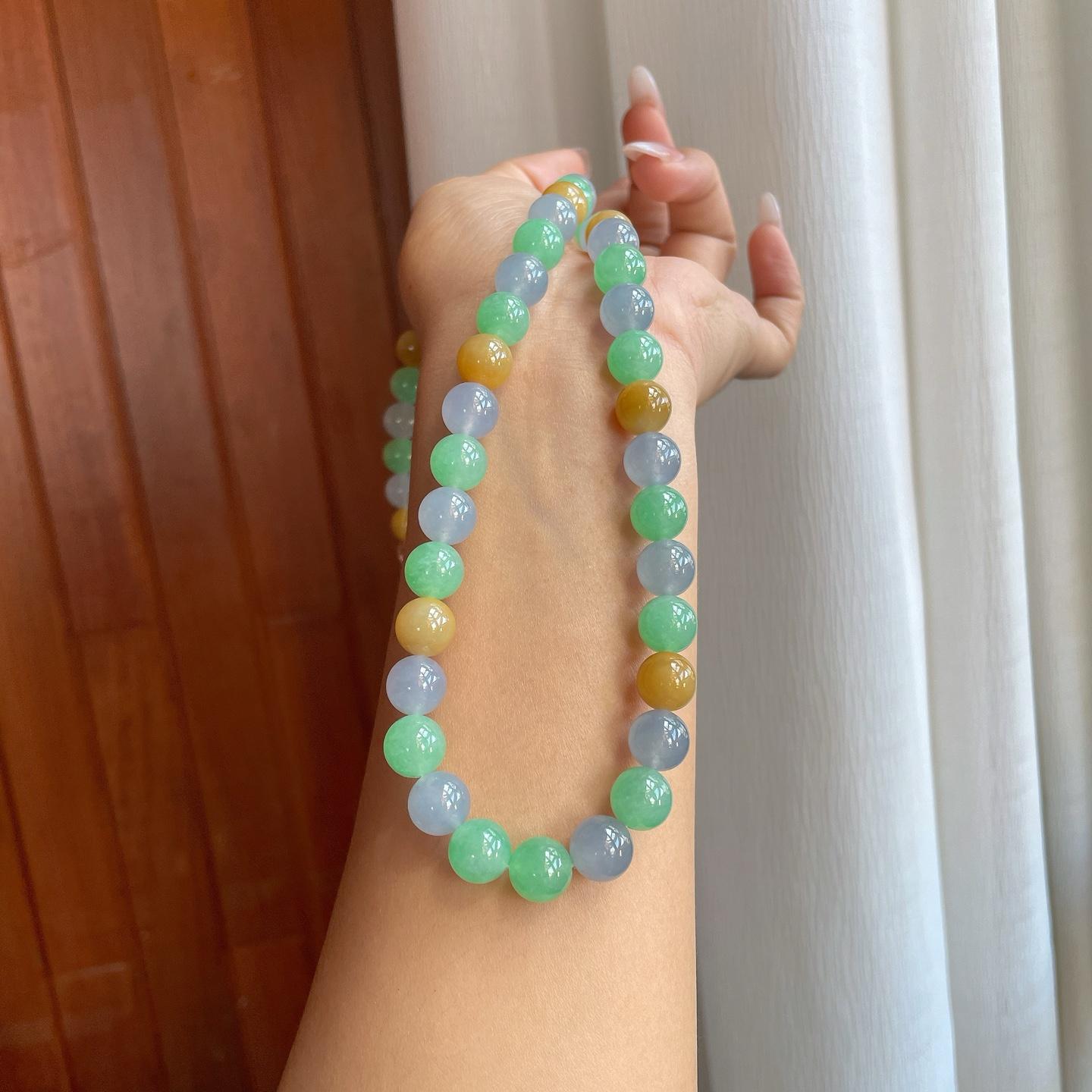 糯冰种多宝翡翠珠串手串（yc267474）