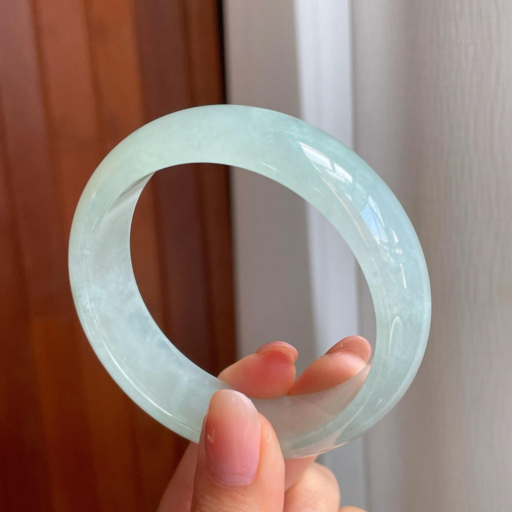 冰种宽版晴底翡翠平安镯（58mm)（yc363423）