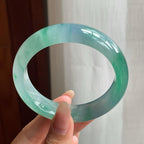 糯冰种春带彩翡翠平安镯（56mm）（yc196574）