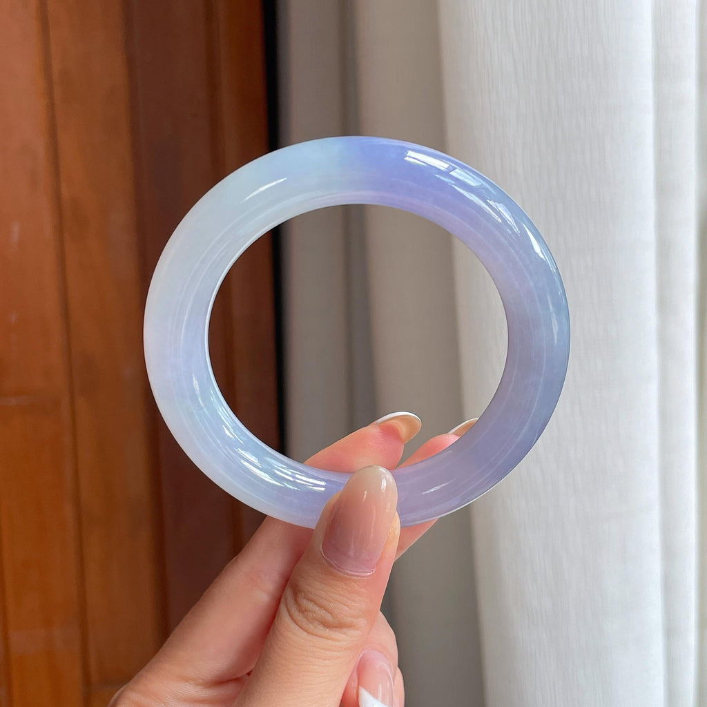 冰种紫罗兰翡翠圆条手镯（56mm)（yc399308）