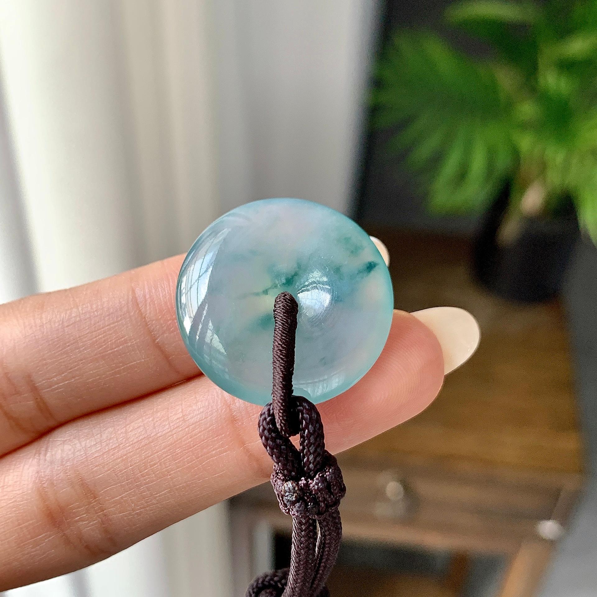 糯冰种飘花平安扣吊坠（yc248130）