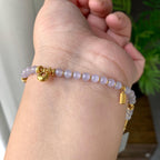 18K金镶糯冰种淡紫罗兰小米珠手链（yc232460）