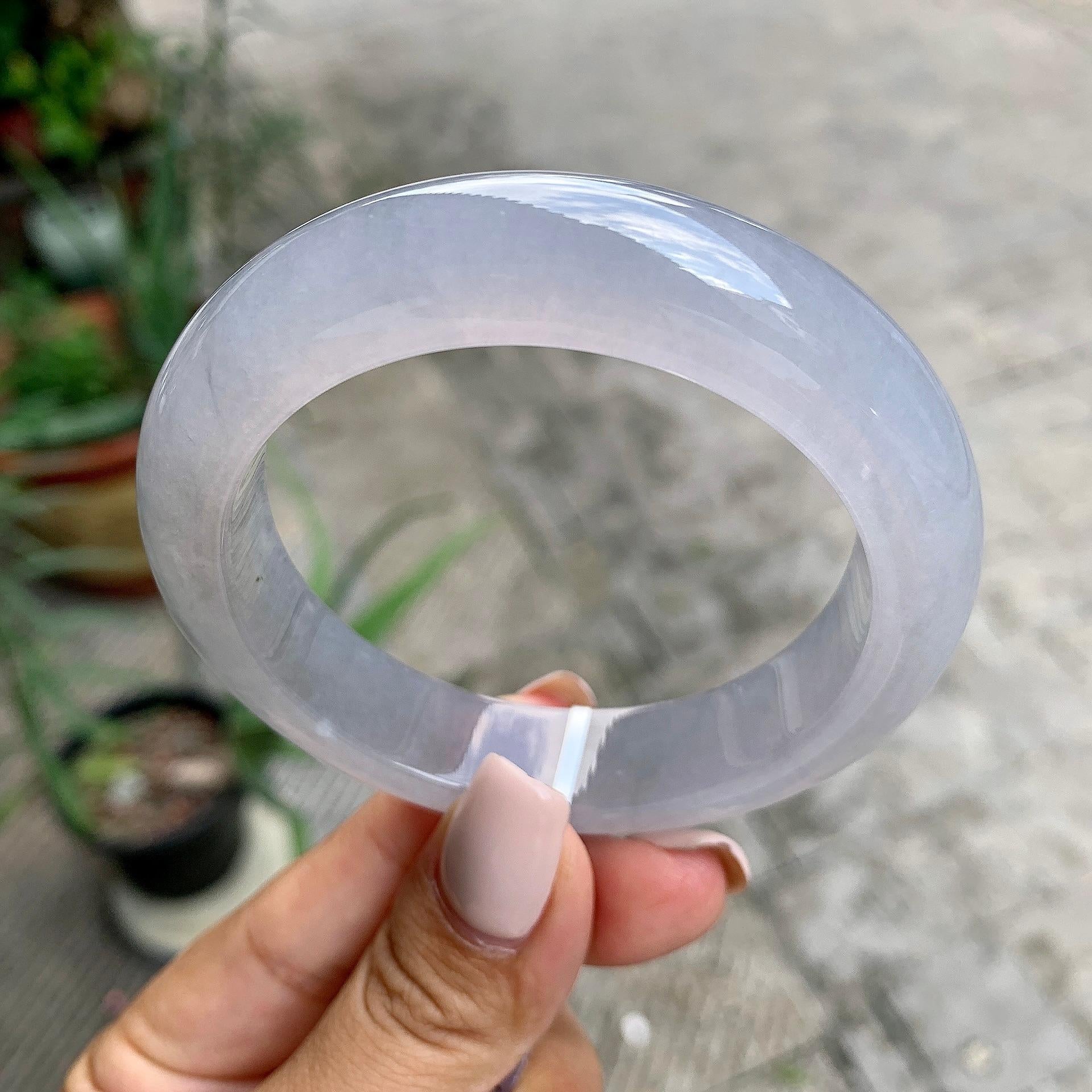 糯冰种淡紫罗兰平安镯（55mm）（yc226066）