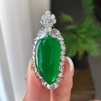 18k金钻镶冰种阳绿福瓜吊坠/项链（两用款）（yc242687）