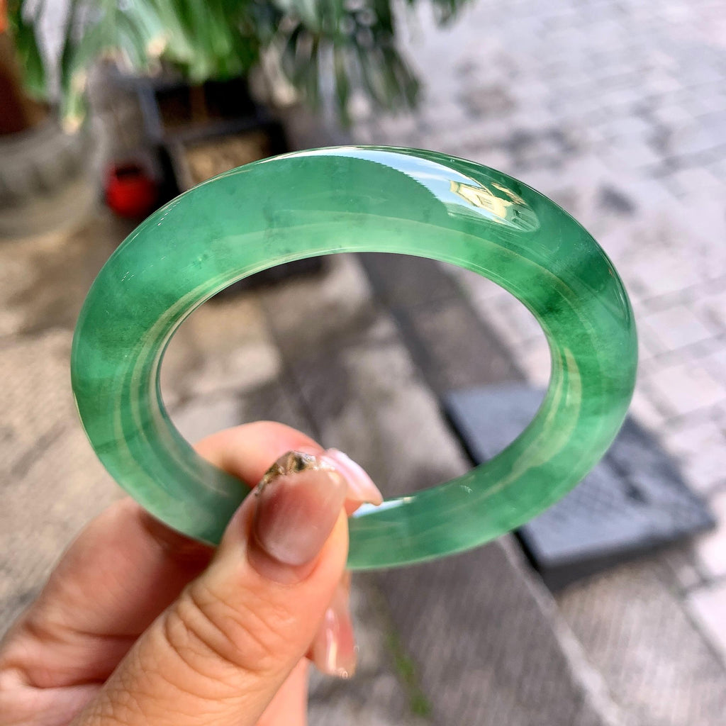 冰种晴底飘花圆条手镯（54.3mm）（yc292673）