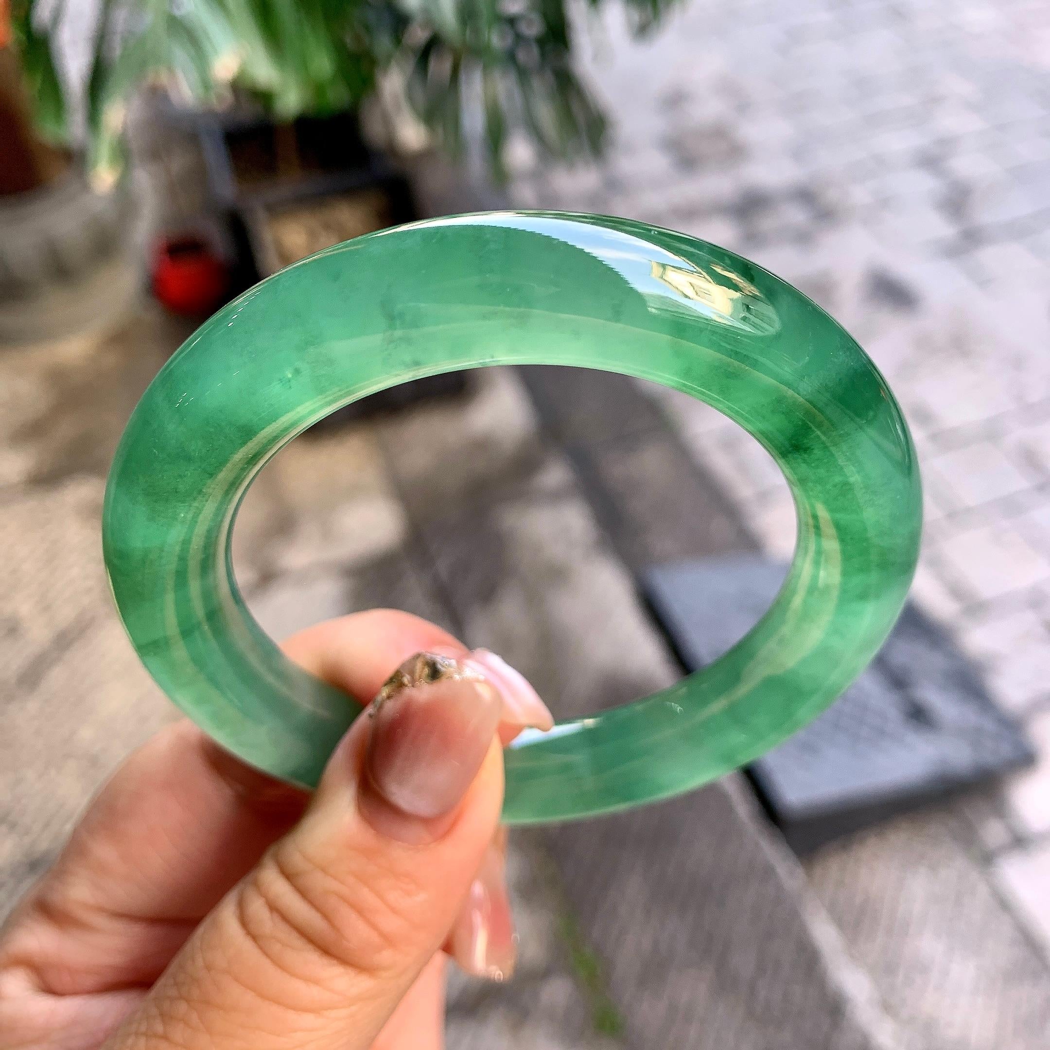 冰种晴底飘花圆条手镯（54.3mm）（yc292673）