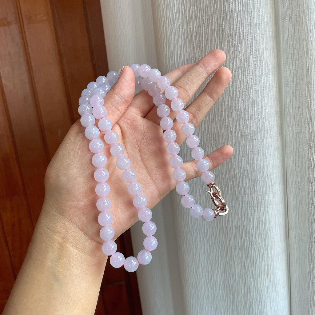 糯冰淡春底翡翠珠串项链（yc257271）